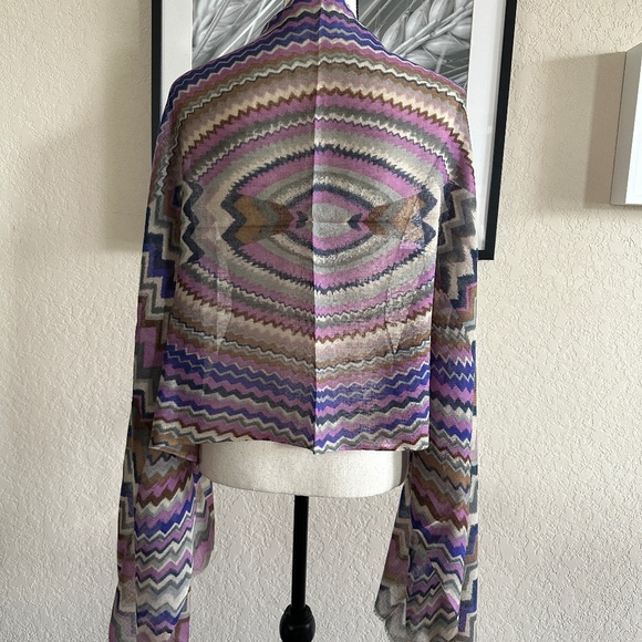 NWT SAACHI Silk Wool Scarf Wrap Shawl Chevron Print Lilac Purple - Picture 1 of 7